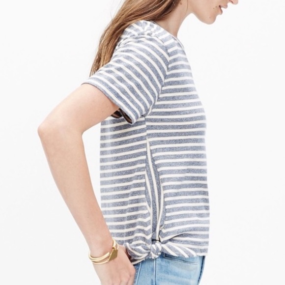 Madewell Tops - Madewell Striped Side Tie Knot Tee Top Gray Medium